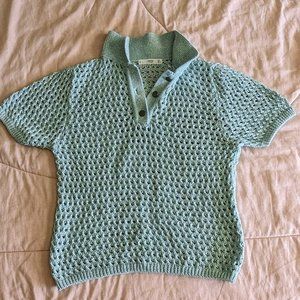 Mango Teal Knit T-Shirt
